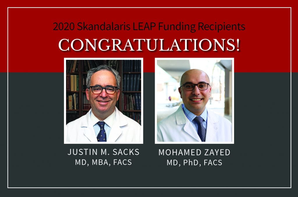 Justin Sacks, MD, MBA, and Mohamed Zayed, MD, PhD, Receive 2020 Skandalaris LEAP Funding